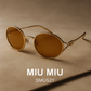 Miu Miu SMU52Y – Oval Gold Metal Sunglasses with Pale Gold Lenses