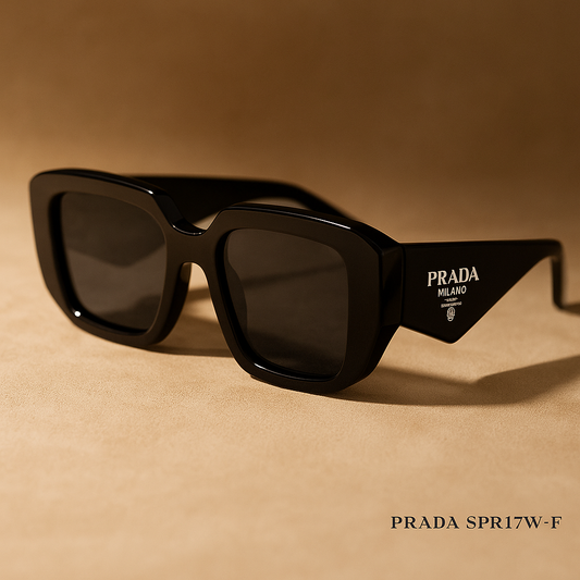 Black Prada sunglasses on a beige background